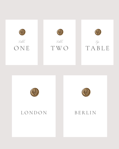 Eleanor Torn Edge Wedding Table Numbers with Wax-Seal