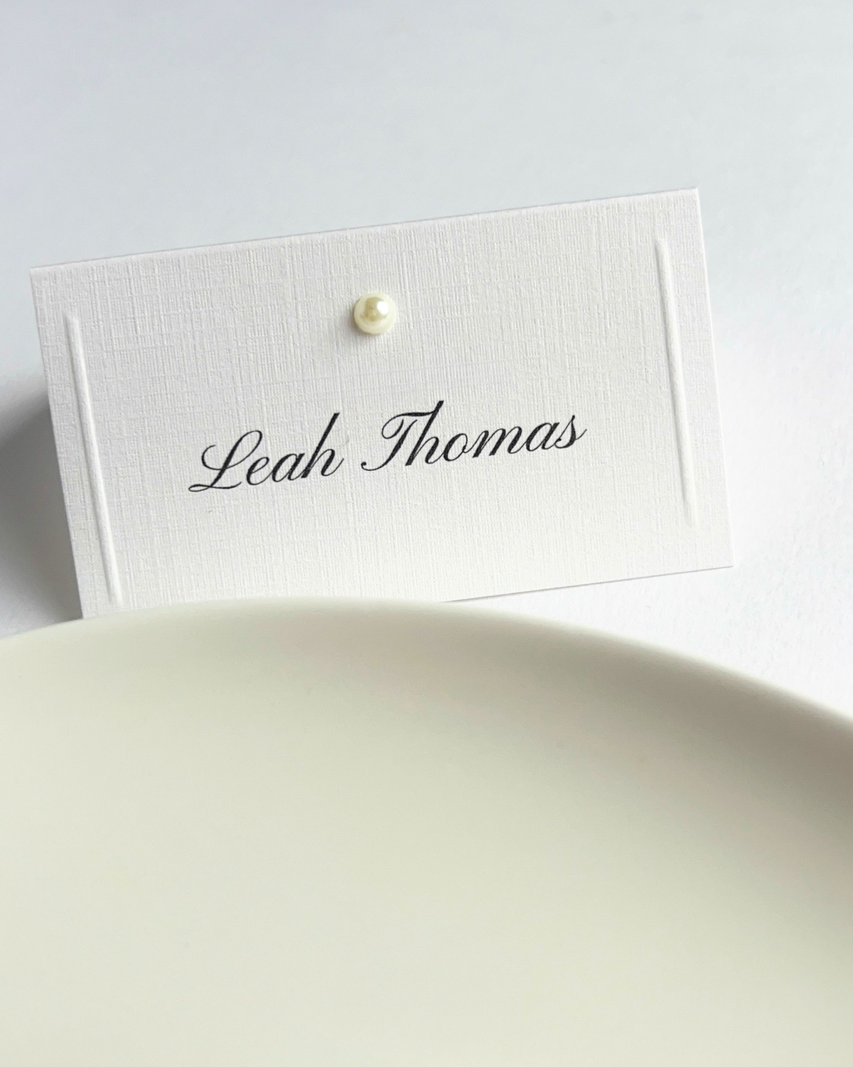 Perla Pearl Embossed Wedding Place Names Card