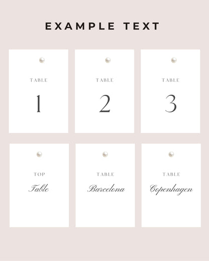 Perla Embossed Pearl Wedding Table Numbers