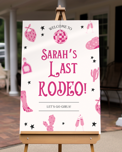 Last Rodeo Personalised Hen Party Large Welcome Sign, Bridal Shower Sign