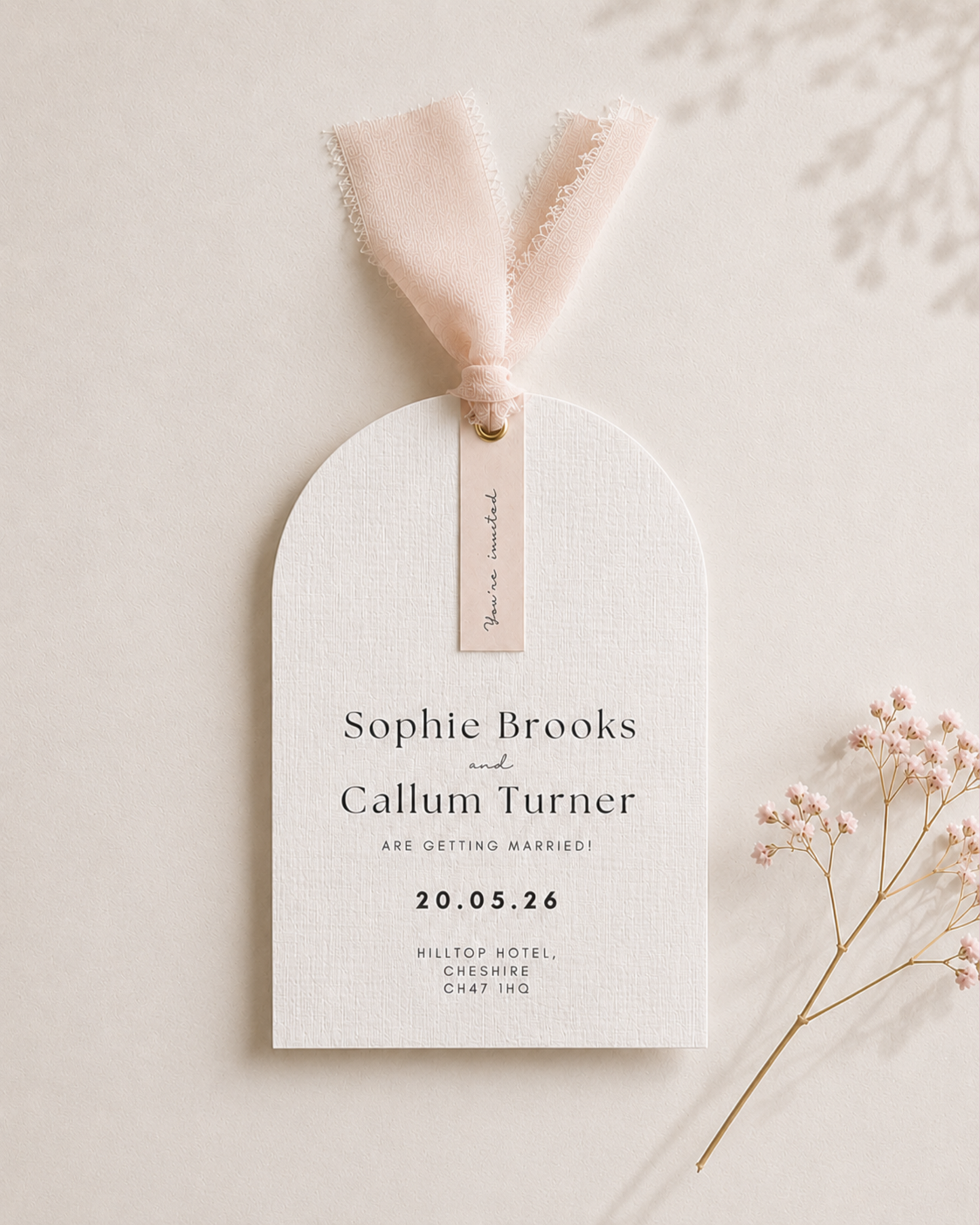 Lilah Arched Invitation Suite with Ribbon