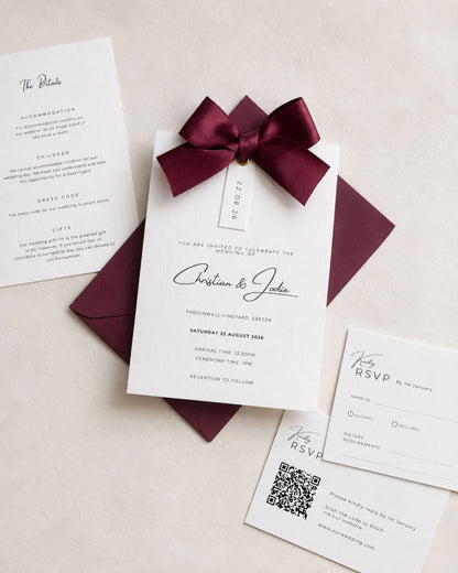 Rosa Ribbon Invitation Suite with Bow