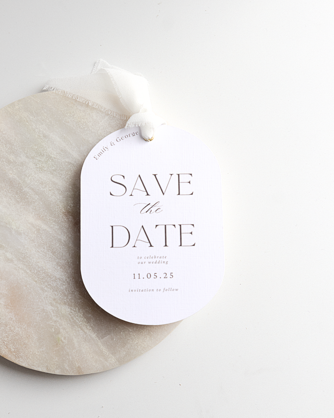 Modern Arch Ribbon Save The Date