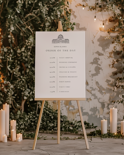 Florence Venue Illustration Order of the Day Wedding Sign