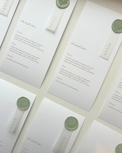 Wax Seal Wedding Menu & Vellum Place Setting