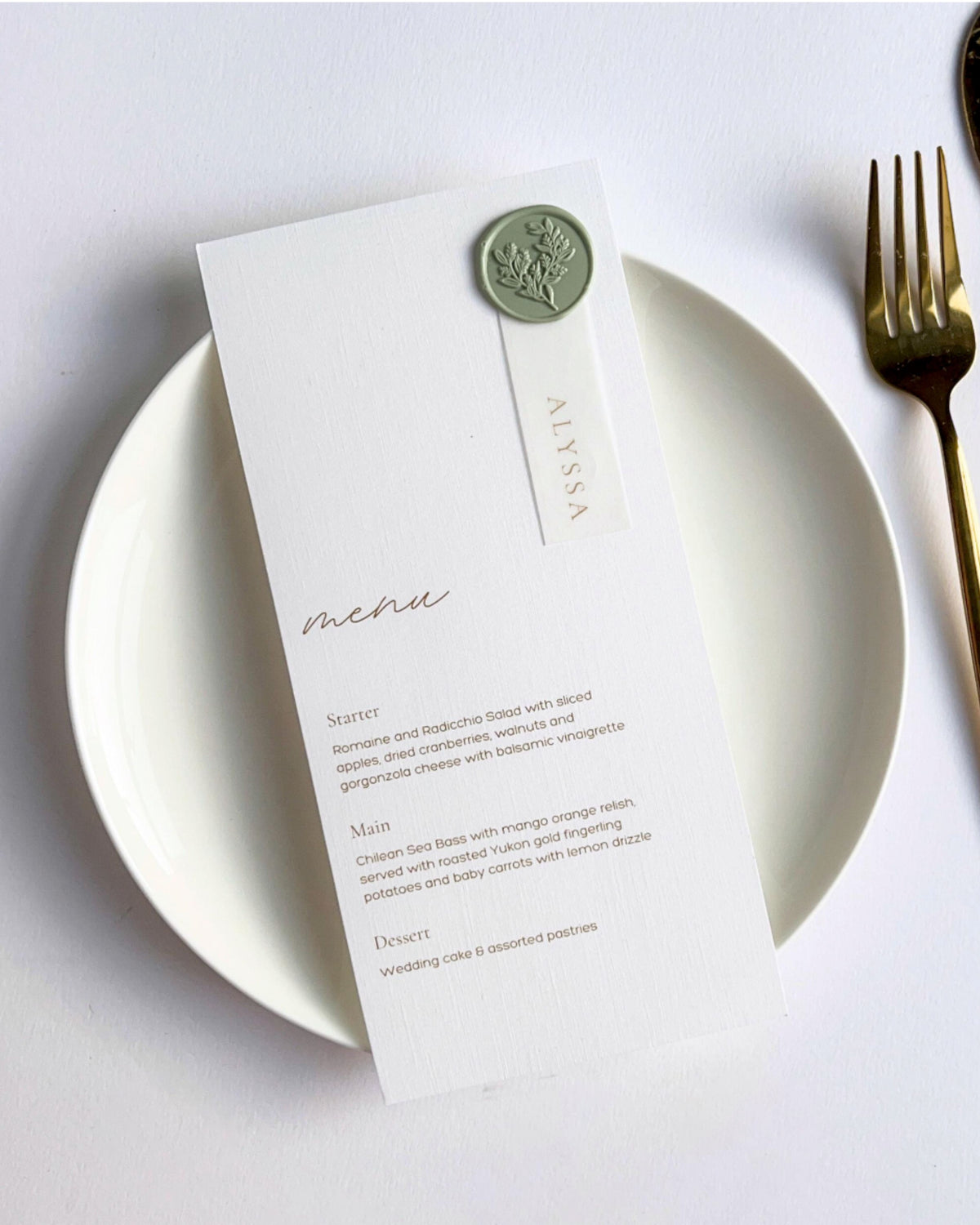 Arabella  Wax Seal Wedding Menu & Vellum Place Setting