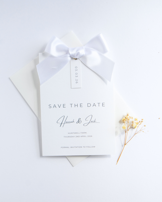 Rosa Ribbon Save The Date Card with Bow