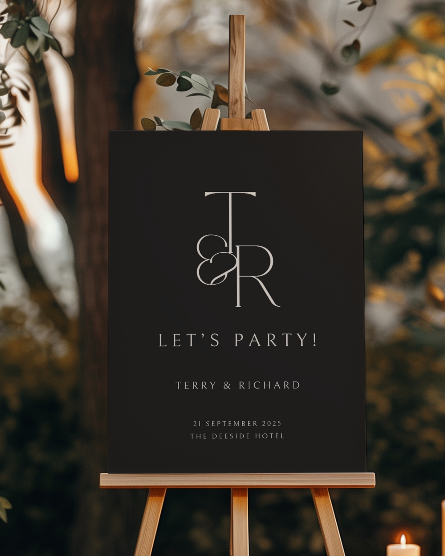Ebony | Monogram Personalised Wedding Welcome Sign