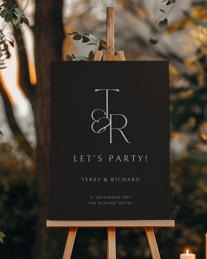 Ebony | Monogram Personalised Wedding Welcome Sign