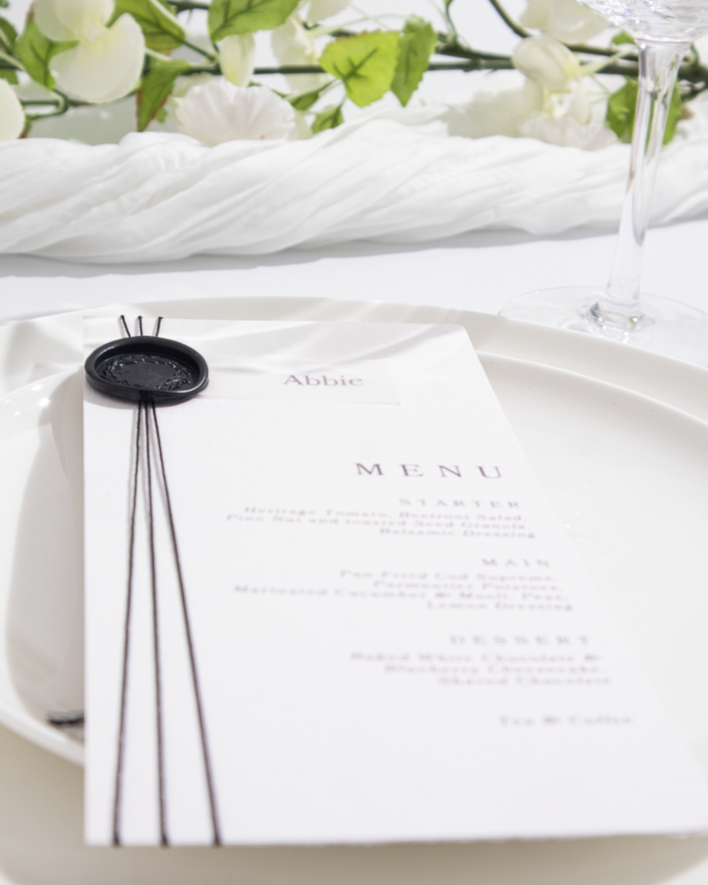 Onyx Wedding Menu