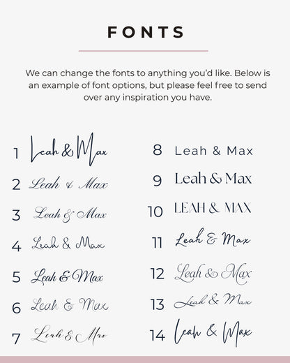 Rosa Ribbon Wedding Place Names Card