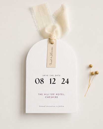 Pink Modern Arch Ribbon Save The Date