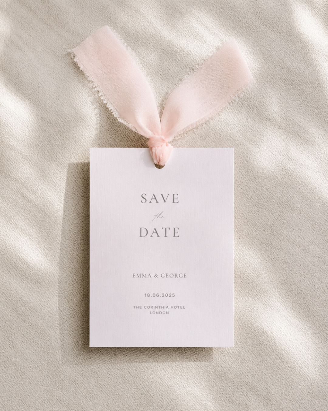 Eleanor White Chiffon Ribbon Save The Date