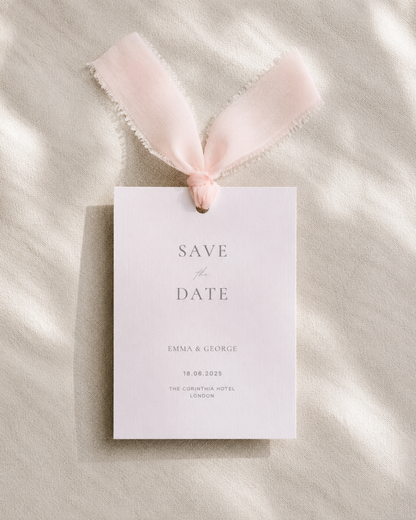 Eleanor White Chiffon Ribbon Save The Date