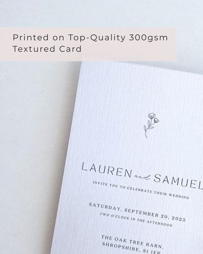Floral Vellum Wedding Invitation Suite with Pressed Flower Wax-Seal - 'Harper'