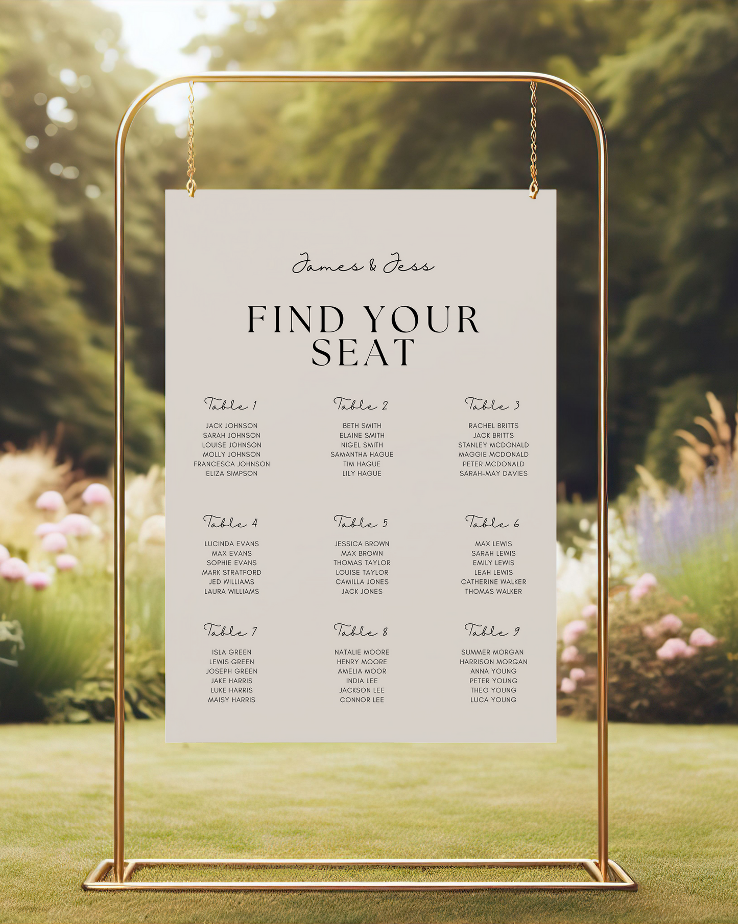 Lilah Large Seating Plan Sign